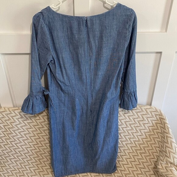 J.Crew Chambray Ruffle Tie Sleeve Dress - Picture 7 of 9